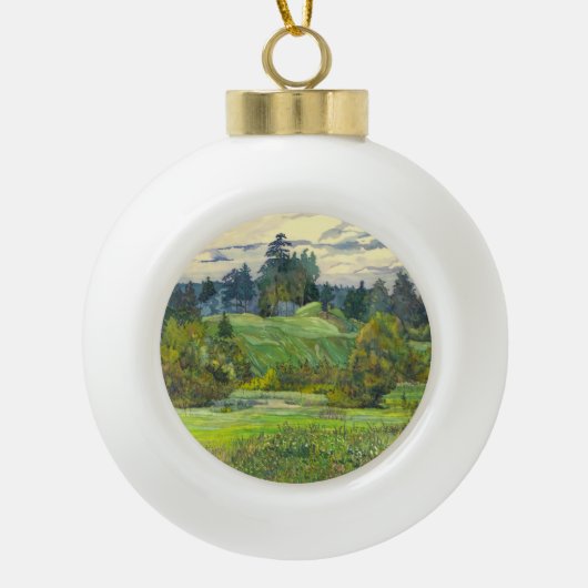 Pijnbomen Keramische Bal Ornament (Voorkant)