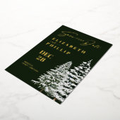 Pijnbomen Kerstmis Winter Groen Save the Date Folie Uitnodiging (Gedraaid)