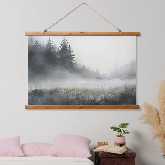 Pijnbomen Meadow Low Lying Fog Hangend Wandkleed (Slaapkamer)
