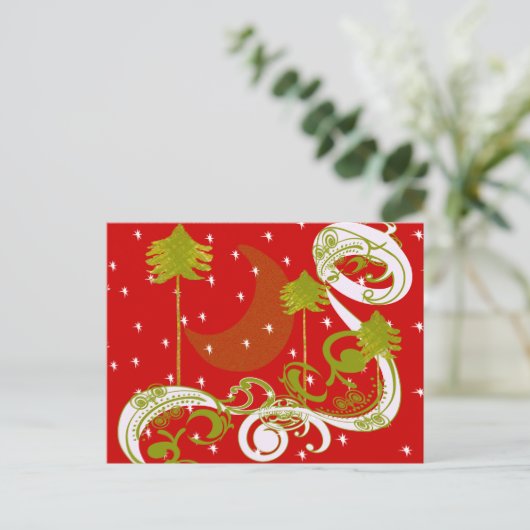 Pijnbomen met maan- briefkaart (Staand voorkant)