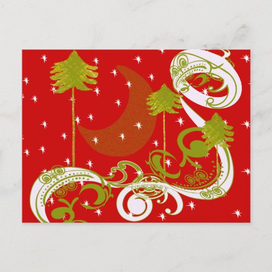 Pijnbomen met maan- briefkaart (Voorkant)