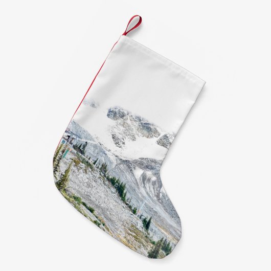 PIJNBOMEN NEAR MOUNTAIN DEKT MET SNEEUW KLEINE KERSTSOK (Voorkant (Hangend))