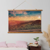 Pijnbomen onder blauwe hemel tijdens het gouden uu hangend wandkleed (Slaapkamer)