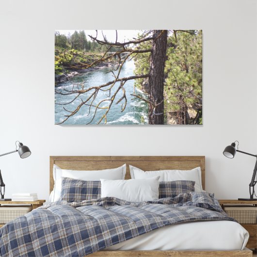 Pijnbomen, rivieren en oude brug Foto Canvas Afdruk (Insitu (Slaapkamer))