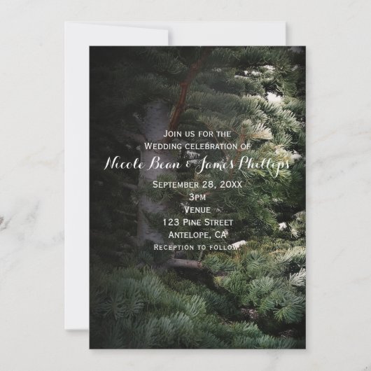 Pijnbomen Rustic Forest Bossen Wedding Invitations Kaart (Voorkant)