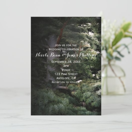Pijnbomen Rustic Forest Bossen Wedding Invitations Kaart (Staand voorkant)