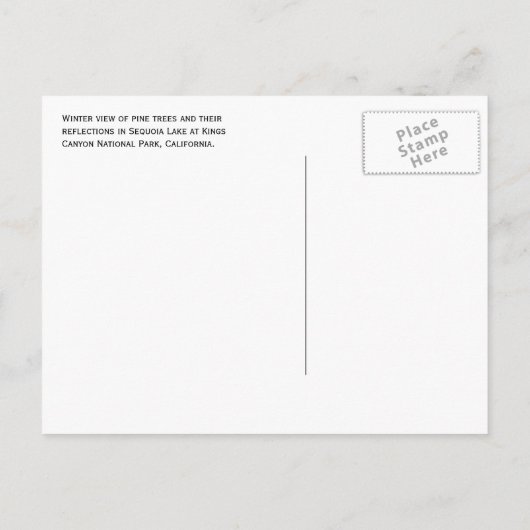 Pijnbomen, Sneeuw, Sequoia Lake, Kings Canyon NP Briefkaart (Achterkant)