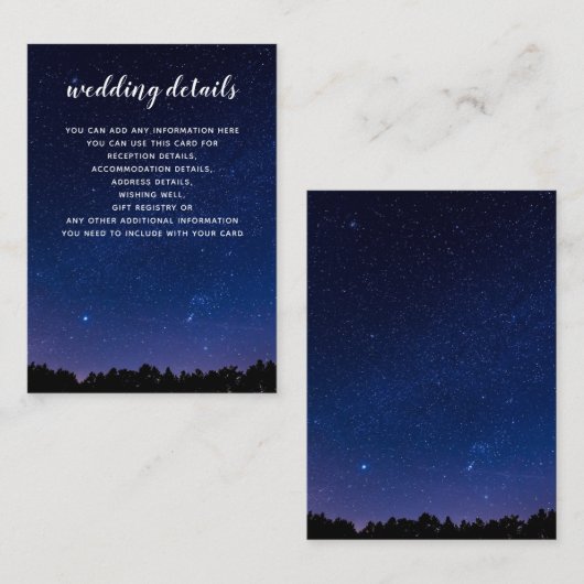 pijnbomen sneeuwwinter bruiloft informatiekaartje (Voorkant / Achterkant)