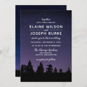 pijnbomen sneeuwwinter bruiloft kaart (Voorkant / Achterkant)