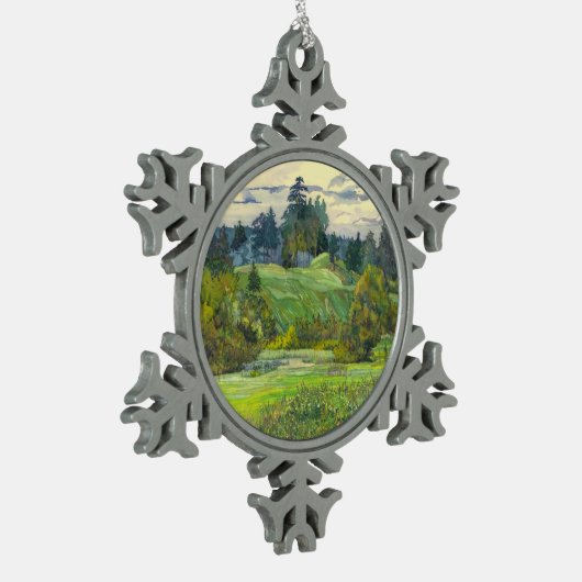 Pijnbomen Tin Sneeuwvlok Ornament (Links)