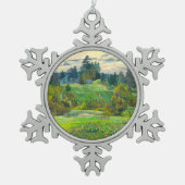 Pijnbomen Tin Sneeuwvlok Ornament (Voorkant)