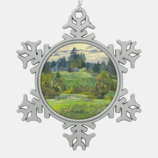 Pijnbomen Tin Sneeuwvlok Ornament (Voorkant)