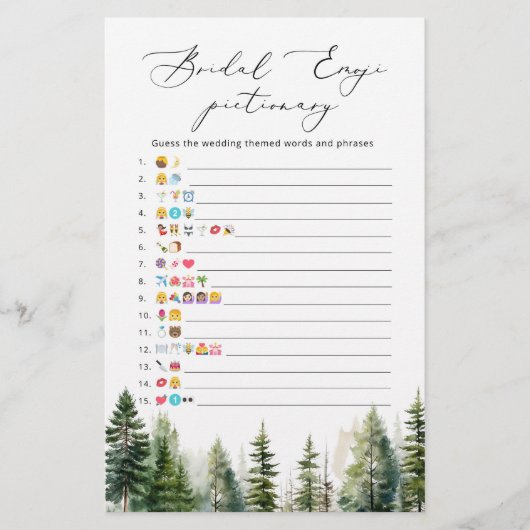 Pijnbomen vrijgezellenfeest emoji pictionary spel (Voorkant)