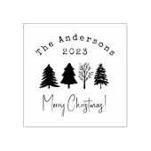 Pijnbomen Vrolijk Kerstfeest Familie Jaar Rubberstempel (Afrduk)