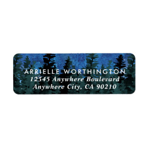 Pijnbomen Waterverf rustieke bruiloft adres label