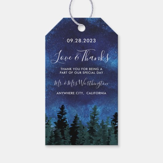 Pijnbomen Waterverf rustieke bruiloft gunst Labels Cadeaulabel (Voorkant)