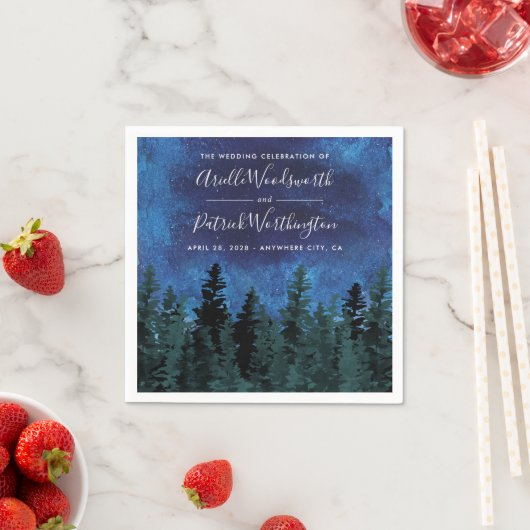 Pijnbomen Waterverf rustieke bruiloft servetten (Insitu)