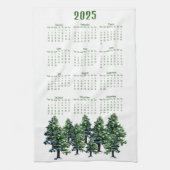 Pijnbomen Waterverf Schilderkalender 2025 Theedoek (Verticaal)