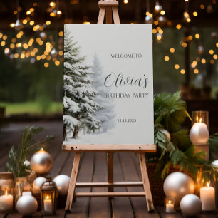 Pijnbomen Winter Onederland Verjaardag Welkom Poster