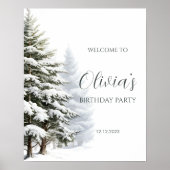 Pijnbomen Winter Onederland Verjaardag Welkom Poster (Voorkant)