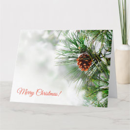 Pijnboom bedekt met sneeuw bedankkaart