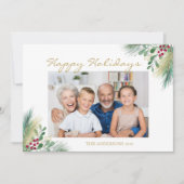 Pijnboom En Bessen Foto Prettig Kerstfeest Feestdagenkaart (Voorkant)