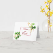 Pijnboom en Gouden Bladgroen met Bessen Kerst Kaar Kaart (Gele Bloem)