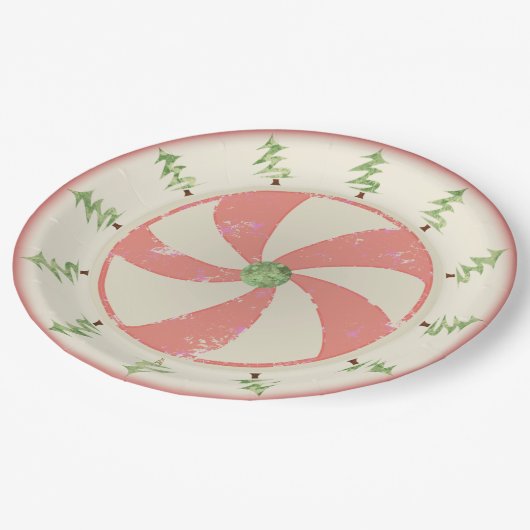 Pijnboom en pepermunt papieren bordje (Gekanteld)