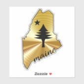 Pijnboom en ster 1901 vlag kaart van Maine State Sticker (Vel)