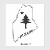 Pijnboom en ster 1901 vlag kaart van Maine State Sticker (Vel)
