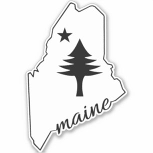 Pijnboom en ster 1901 vlag kaart van Maine State Sticker