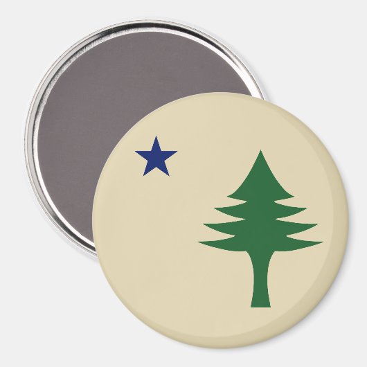 Pijnboom en ster 1901 vlag van Maine State Magneet (Voorkant / Achterkant)