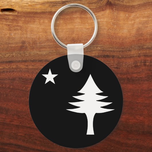 Pijnboom en ster 1901 vlag van Maine State Sleutelhanger (Voorkant)