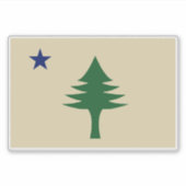 Pijnboom en ster 1901 vlag van Maine State Sticker (Voorkant)