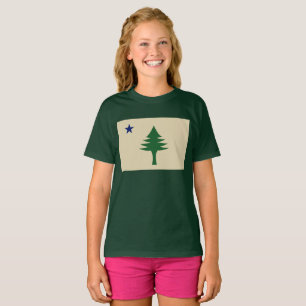 Pijnboom en ster 1901 vlag van Maine State T-shirt