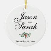 Pijnboom en veenbes | De datum opslaan Keramisch Ornament (Voorkant)