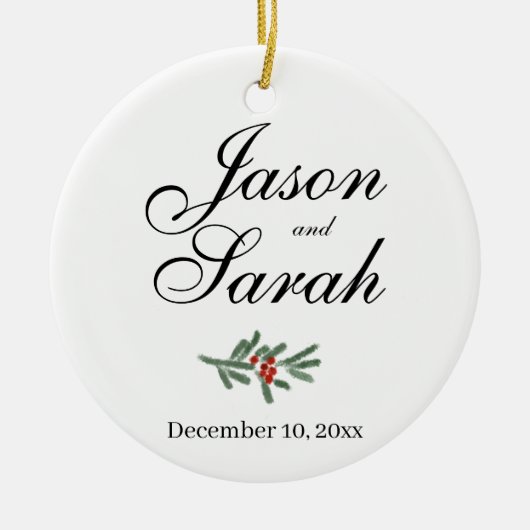 Pijnboom en veenbes | De datum opslaan Keramisch Ornament (Voorkant)