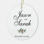 Pijnboom en veenbes | De datum opslaan Keramisch Ornament (Links)