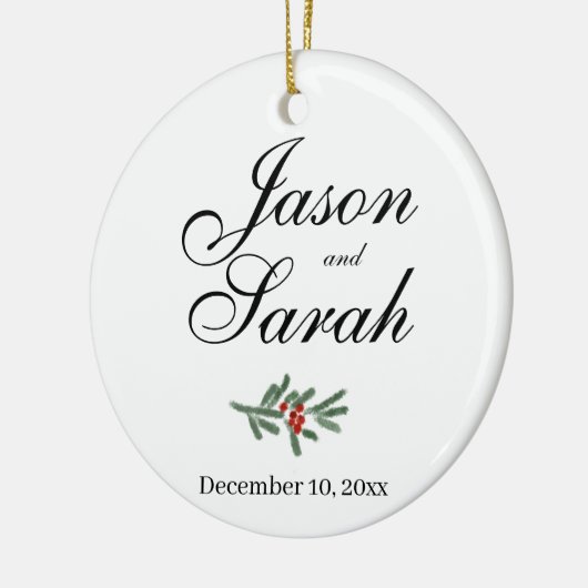 Pijnboom en veenbes | De datum opslaan Keramisch Ornament (Links)