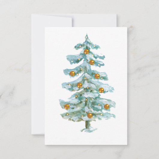 Pijnboom, goudbollen, lichte kerstfeestdagen kaart (Achterkant)