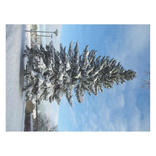 Pijnboom in sneeuwtafellade tafelkleed (Voorkant (Horizontaal))