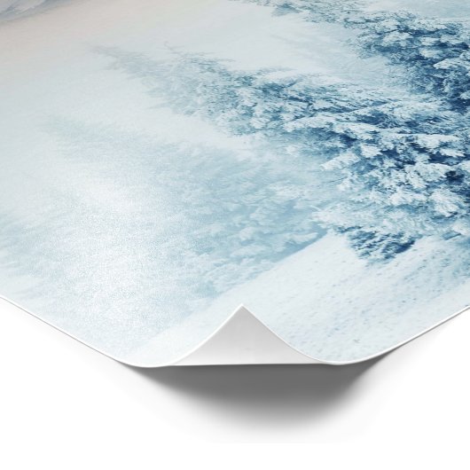 Pijnboom in verse sneeuw foto afdruk (Hoek)