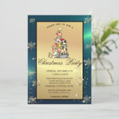 Pijnboom, katten, Snowflakes Company Party Kaart (Staand voorkant)