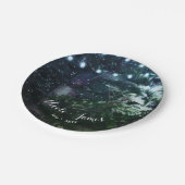 Pijnboom & Lichten Winter Nacht Bos Bruiloft Papieren Bordje (Gekanteld)
