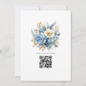 Pijnboom, messing en pastelblauw bloemenwinter bru kaart (Achterkant)