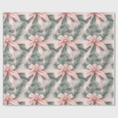Pijnboom met Pastel Roze Bow Elegant Cadeaupapier (Vlak)