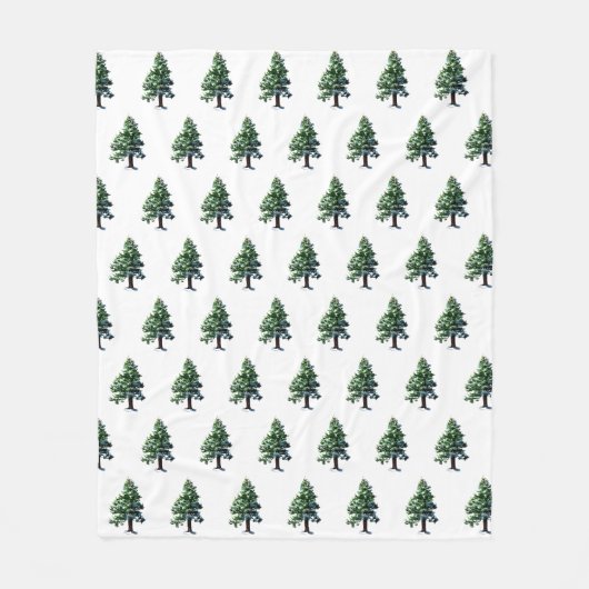 Pijnboom met Sneeuw Kerstmis Vakantie Patroon Fleece Deken (Voorkant)