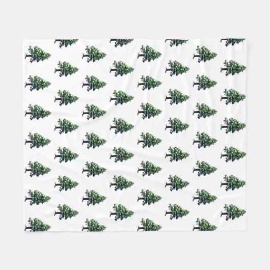 Pijnboom met Sneeuw Kerstmis Vakantie Patroon Fleece Deken (Voorkant (Horizontaal))