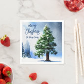 Pijnboom met sneeuwWaterverf die Kerstmis schilder Servet (Insitu)