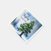 Pijnboom met sneeuwWaterverf die Kerstmis schilder Servet (Hoek)